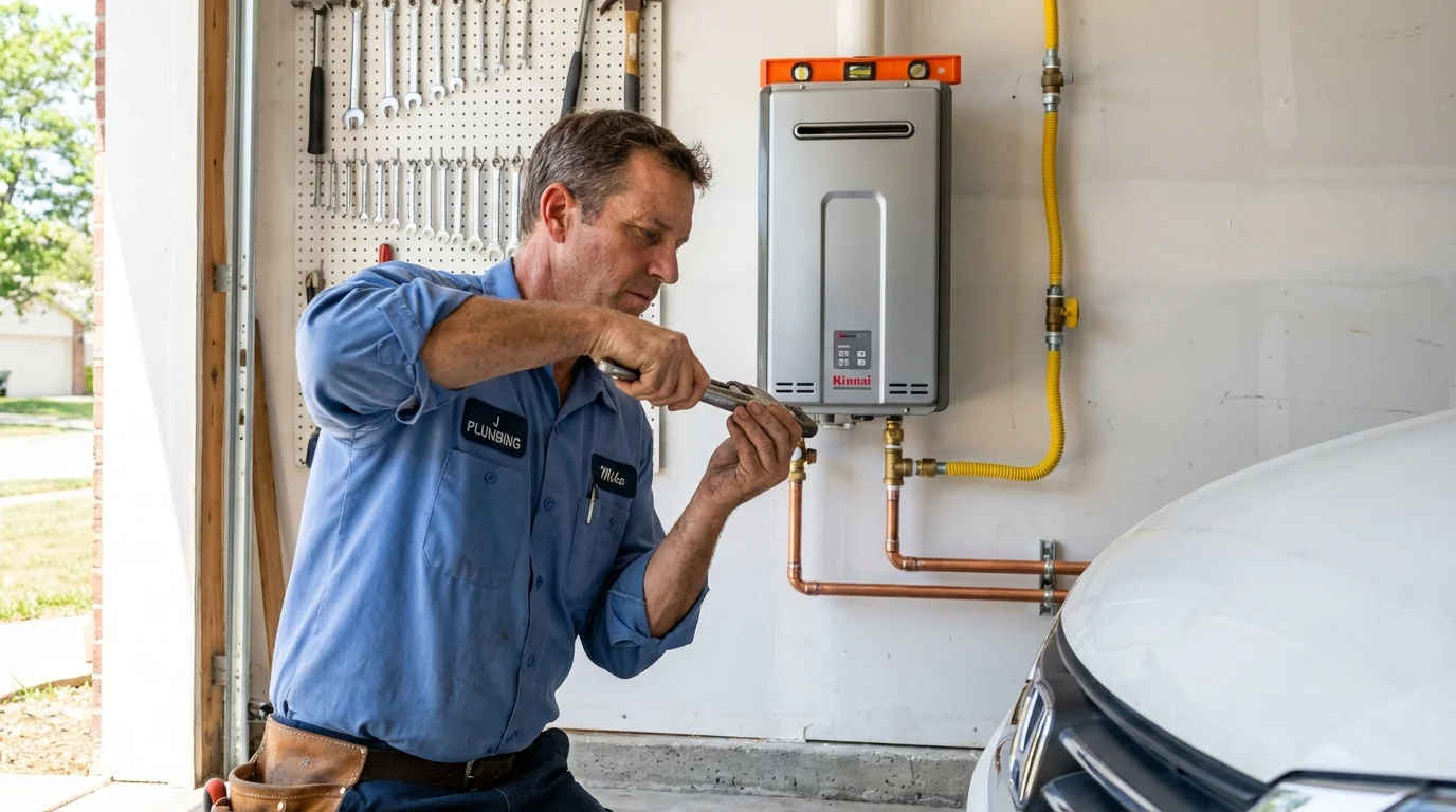 Tankless water heater installation by a Johns Plumbing LLC plumber in Colton